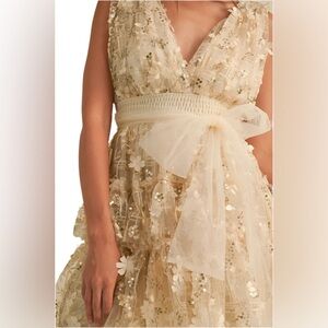 Tulle Sequins 3D Flower Decals Mini Flare A-line Dress